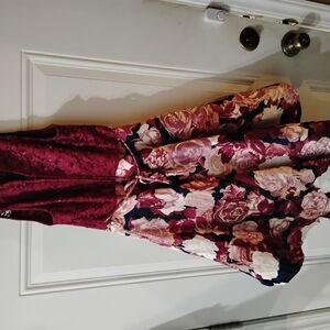 Floral Burgundy and Pink High-low Dress